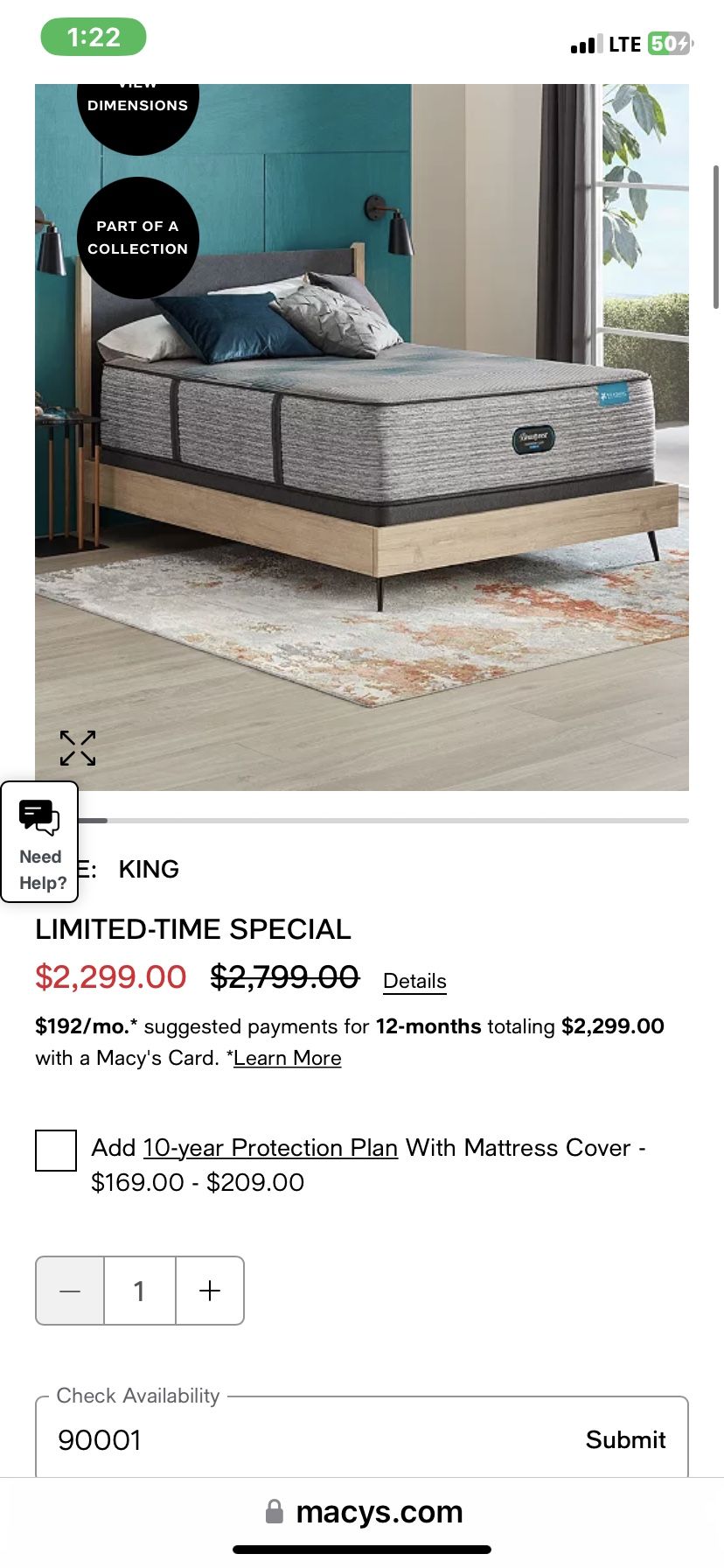 King Simmons Beautyrest, Trilliant L2 ultra, plush 17 inch mattress! Brand new!