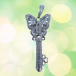 14K Diamond Key Pendant 