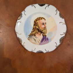 Decorative Pray Plate the Face Of Jesus Trimed In 18k Gold 