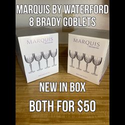 Marquis by Waterford 8 Piece Brady Goblet Set. New in Box