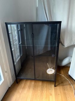 Ikea RUDSTA Glass-door cabinet, anthracite