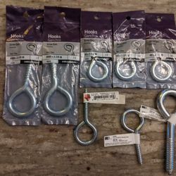 8 screw eye hooks (3 large, 5 medium)