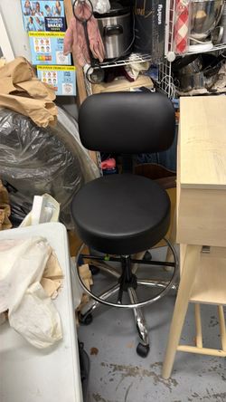 adjustable rolling drafting stool with backrest and foot ring