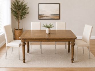 Dining Table Set w/ 4 Chairs + Extension Leaf