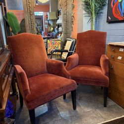 Antique Velvet Club Chairs