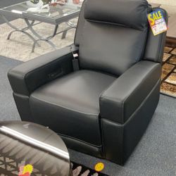 Black Real Leather Electric Rocking Recliner $1200