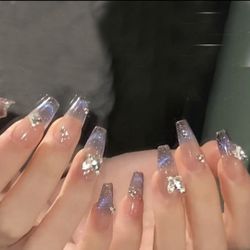 Press On Nails - Purple and diamond Nails, 10 Pc