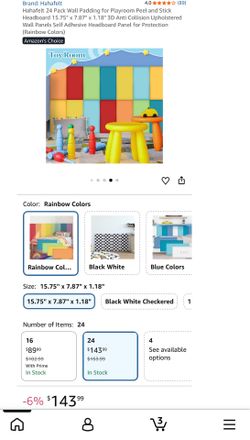 Hahafelt 24 Pack Wall Padding for Playroom Peel and Stick Headboard