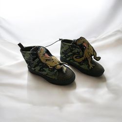 T-Rex Little Boys Hi Top Shoes Camo & Dinosaurs Hook Loop