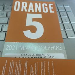 Miami Dolphins Orange Parking Pass Sunday 