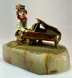 Ron Lee Clown Piano on Onyx Base Signed and Dated 84