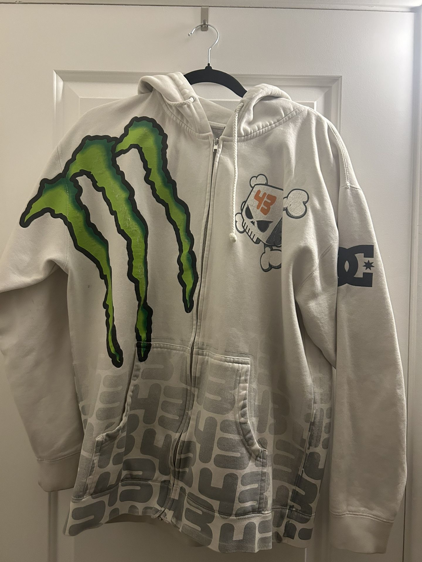 RARE Monster x Dc Block 43 White Hoodie Size Medium