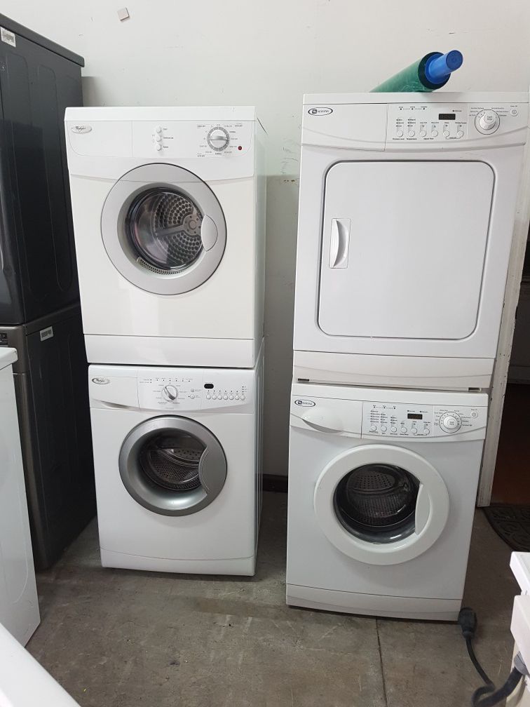 Front load stackable washer and dryer set