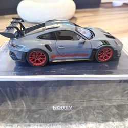 Brand New Norev 1/18 Scale Porsche 911 (992) GT3 RS Coupe Artic Grey Model