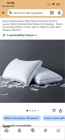 Goose Feather Down Fiber Pillows King Size Set of 2,Luxury Hotel Collection Bed Pillows for Sleeping, Down Surrounded Pillows 2 Pack, Soft & Fluffy fo