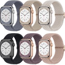 Braided Solo Loop Compatible with Apple Watch Band 38mm 40mm 41mm 42mm 44mm 45mm 49mm for Women Men, Nylon Stretchy Sport Bands Soft Elastic Straps fo