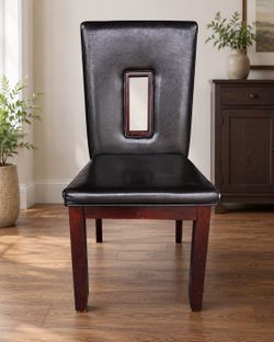 Set of 4 Black Faux Leather Dining Chairs