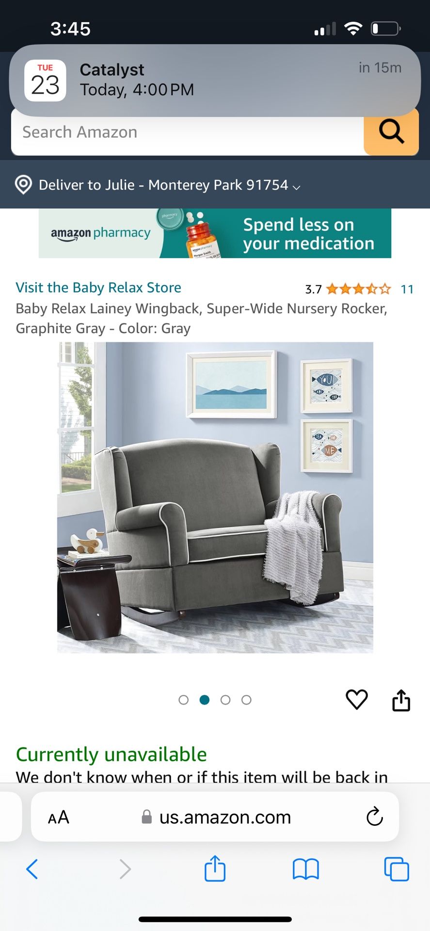 Baby Relax Lainey Extra Wide Rocker, Chair And A Half 