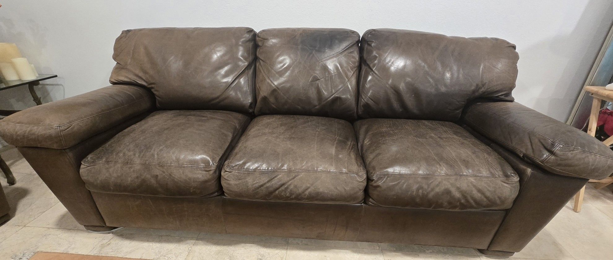 Genuine Leather 3 Seater Sofa Bed Plus 2 Seater Sofa