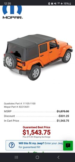 Jeep wrangler soft top kit