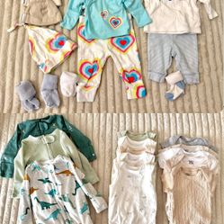 Newborn Baby Boy Summer Set, NB Boys Onesies Footed Pajamas Bodysuits Gerber Carters