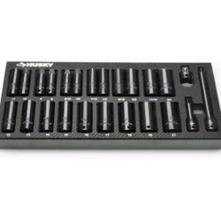 Husky 3/8 in. Drive SAE/Metric Deep Impact Socket Set in EVA Foam (24-Pieces
