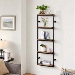 Juno Black & Wood Wall Storage Shelf - Brand New