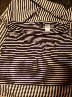 Navy Blue Stripped Mini Skirt