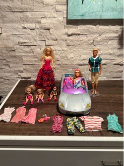 Barbie Doll Lot with Glitter Convertible Car Ken Doll Chelsea Friends + Clothes