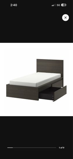 Twin Malm bed frame with mattress