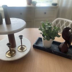 Marble Tray + 2-Tier Marble Stand