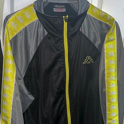 Kappa Zip Up Sweater XL Black grey And Yellow 