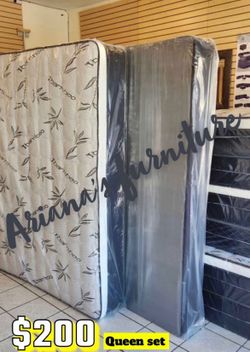 Queen size pillow top mattress with box spring