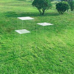 CiaoHER Crystal Clear Acrylic Pedestal Stand for Flower Cake Gift to Decorate Your Wedding Party Event Birthday Gallery (3PCS-extra large)