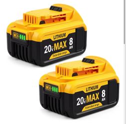 2-Pack 20V Max 8.0Ah Lithium Replacement Batteries for Dewalt