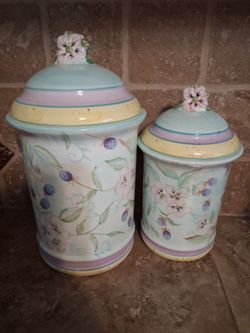 CAPRIWARD FLORAL CERAMIC CANISTER SET