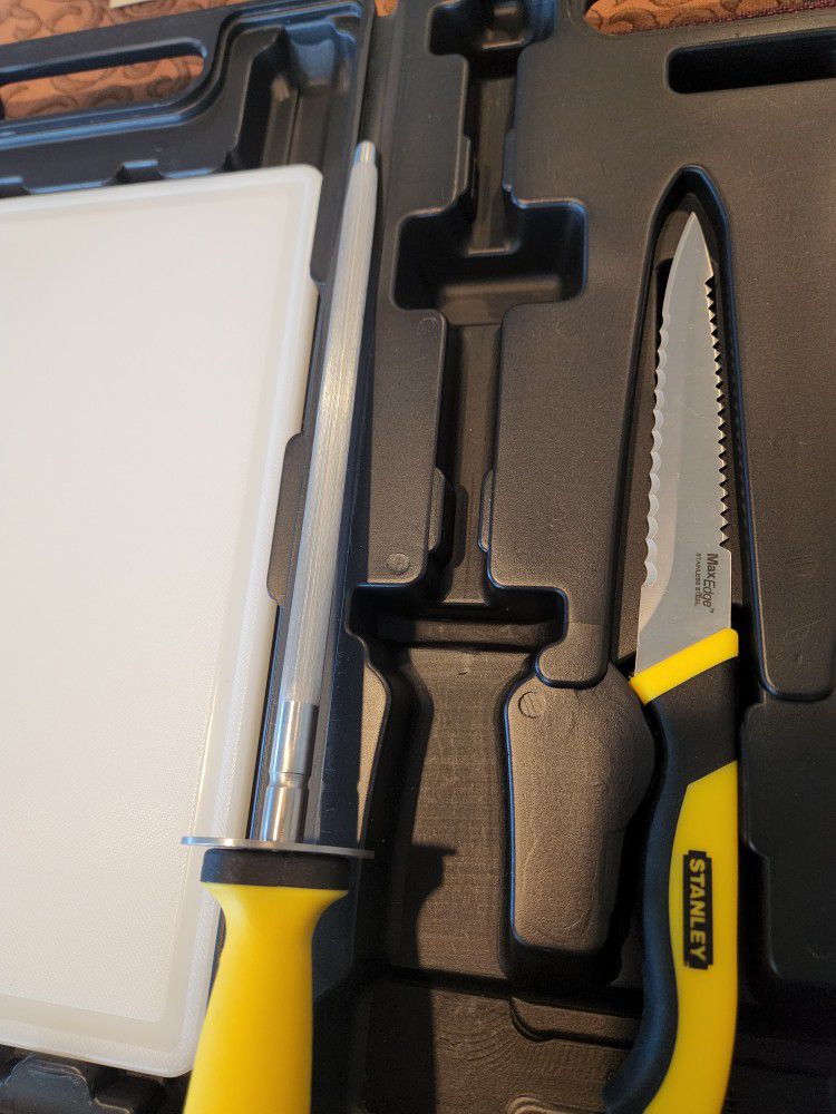 STANLEY Maxedge Stainless Fillet Knife Set W/ Sharpener, Cutting Board +  Case
