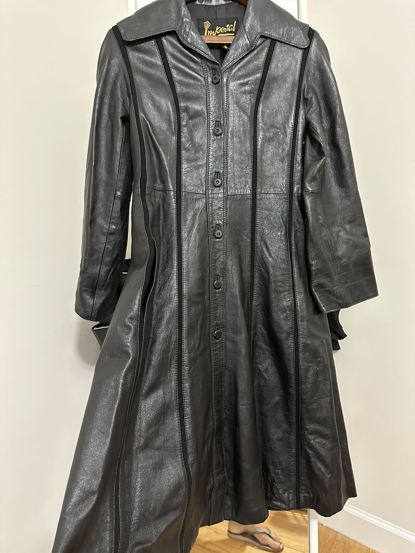 Black Leather Vintage Coat Dress