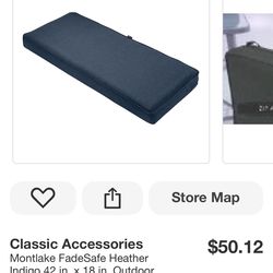 Classic Accessories Montlake FadeSafe Heather Indigo 42 in. × 18 in. Outdoor Bench Cushion