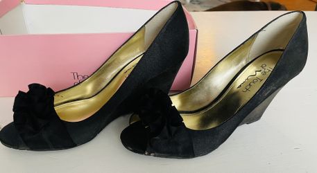 Worn Once Nina black Satin Wedges $10