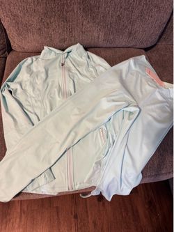 lulu define jacket and pants teal size 10