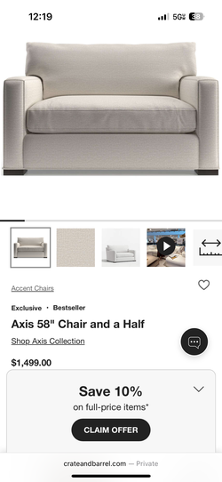 Chair and half from Crate and Barrel