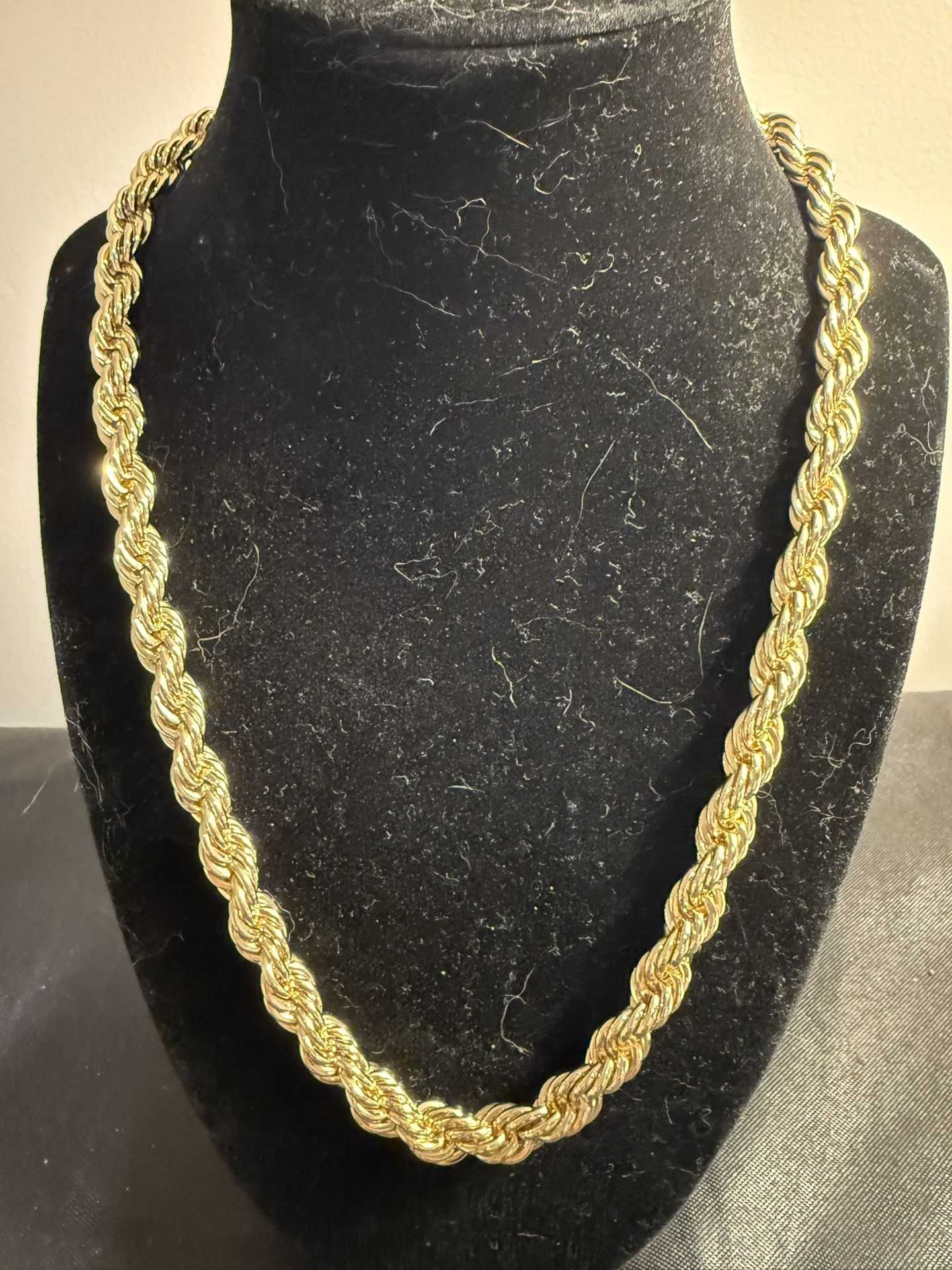 14k Gold Plated 24” 6mm No Tarnish Rope Necklace