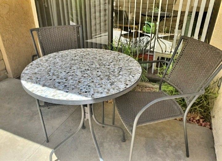 Bistro Mosacic Table And 2 Chairs