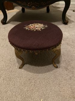 Vintage Embroidered Footstool