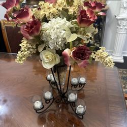 Beautiful Artificial Flowers With Candles 