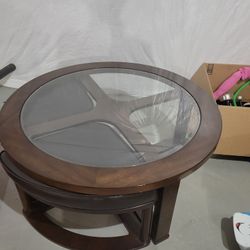 Coffee Table With Nested Stools