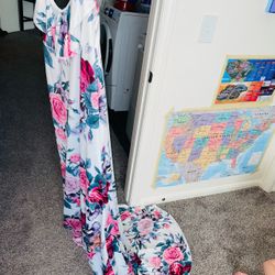 Floor length train summer dress