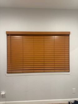 Cordless faux wood blinds
