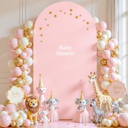 Dusty Rose Arch Backdrop Cover, 7.2FT Stretchy Fitted Wedding Arch Stand Covers 2-Sided Round Top Chiara Arch Backdrop Cover For Wedding Ceremony Birt